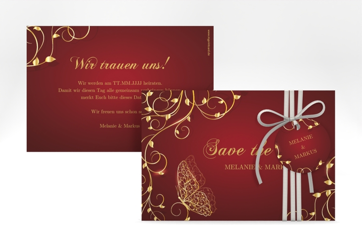 Save the Date-Karte Eternity A6 Karte quer rot hochglanz