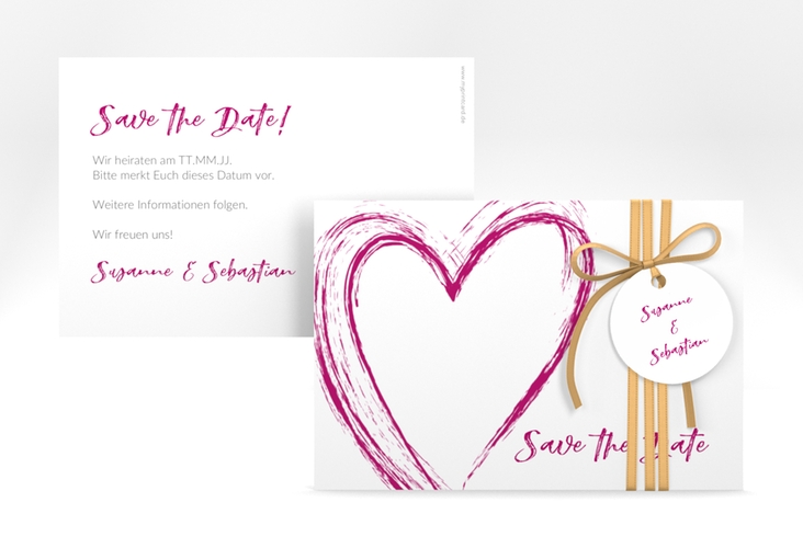 Save the Date-Karte Liebe A6 Karte quer pink