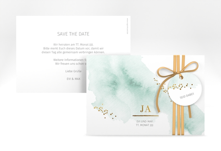 Save the Date-Karte Pastell A6 Karte quer mint