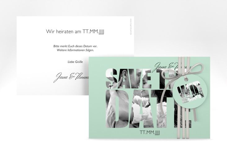 Save the Date-Karte Hochzeit Letters A6 Karte quer mint hochglanz