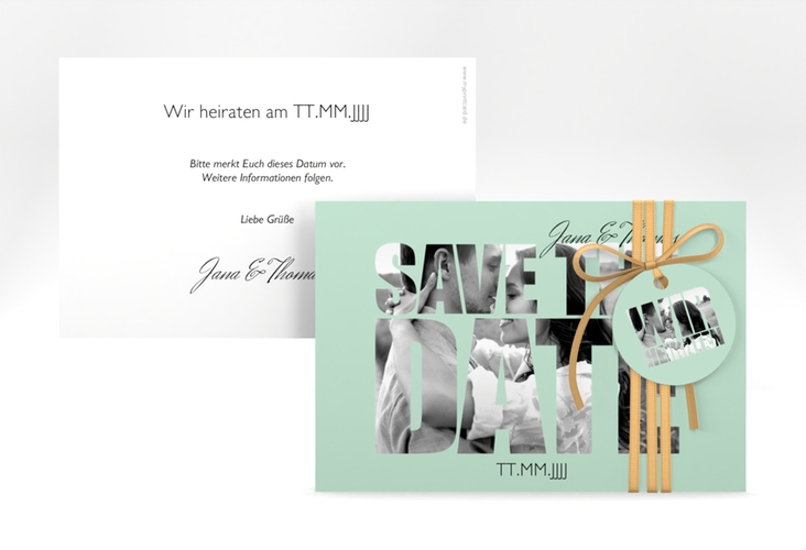 Save the Date-Karte Hochzeit Letters A6 Karte quer mint hochglanz