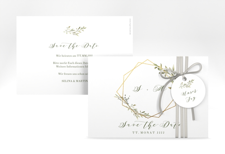 Save the Date-Karte Acacia A6 Karte quer weiss hochglanz