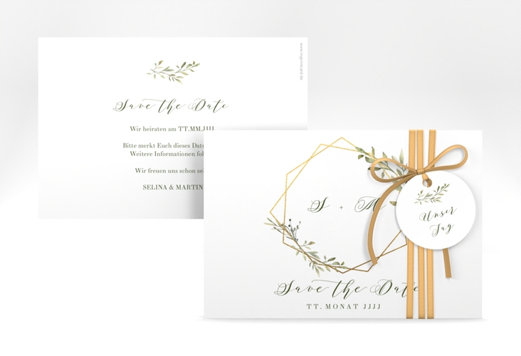 Save the Date-Karte Acacia A6 Karte quer weiss hochglanz