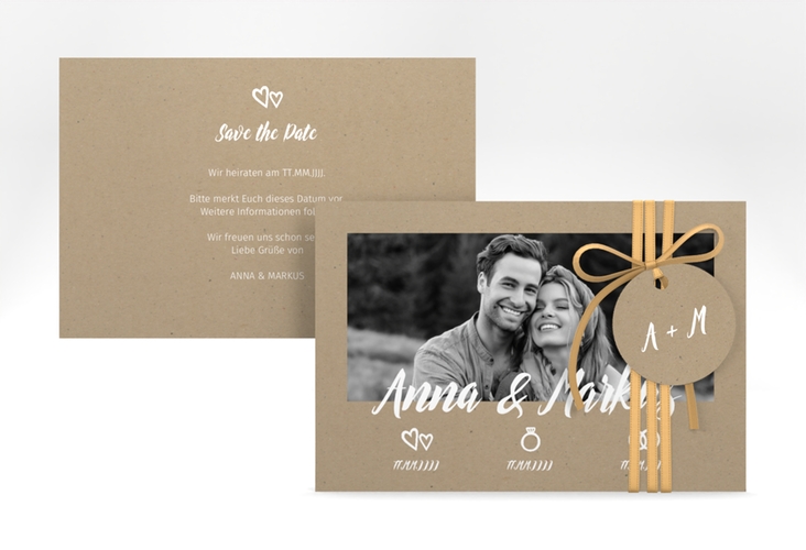 Save the Date-Karte Icons A6 Karte quer Kraftpapier hochglanz