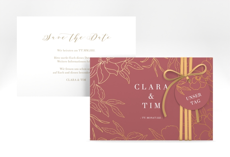 Save the Date-Karte Contour A6 Karte quer rot hochglanz