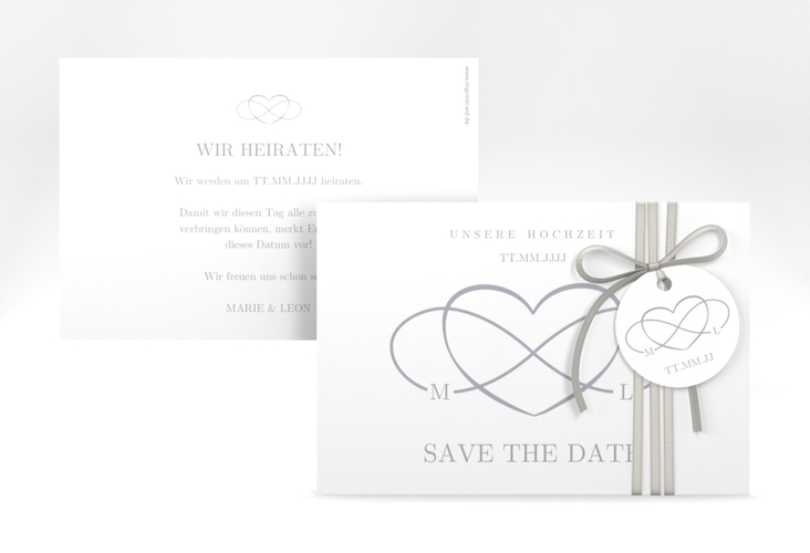 Save the Date-Karte Infinity A6 Karte quer grau hochglanz