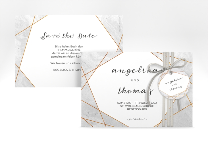 Save the Date-Karte Asymmetry A6 Karte quer grau
