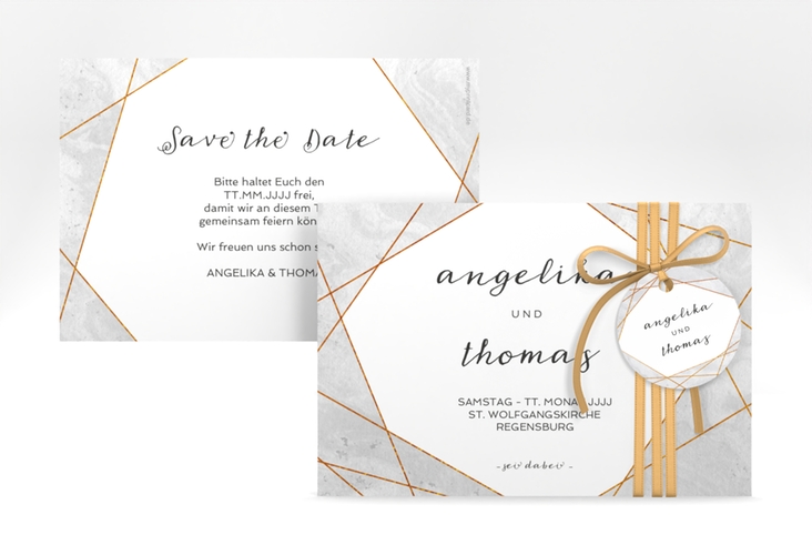 Save the Date-Karte Asymmetry A6 Karte quer grau