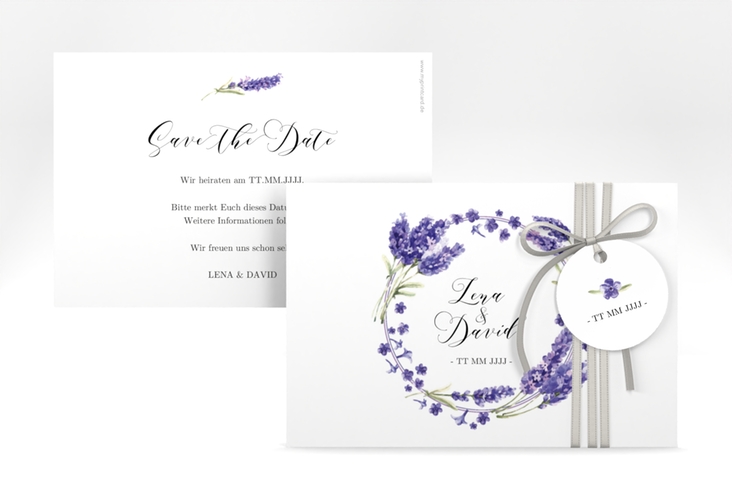 Save the Date-Karte Lavendel A6 Karte quer