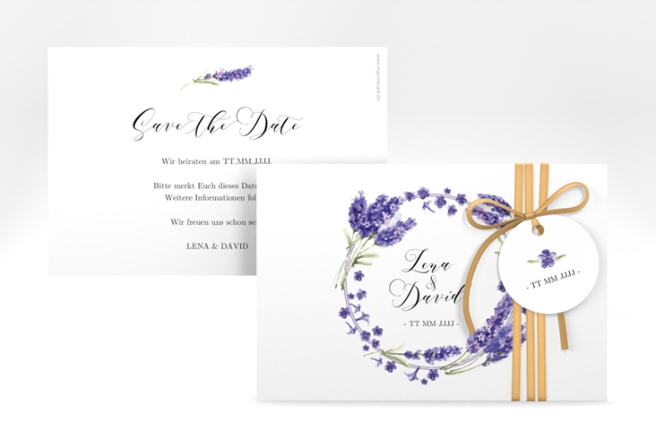 Save the Date-Karte Lavendel A6 Karte quer