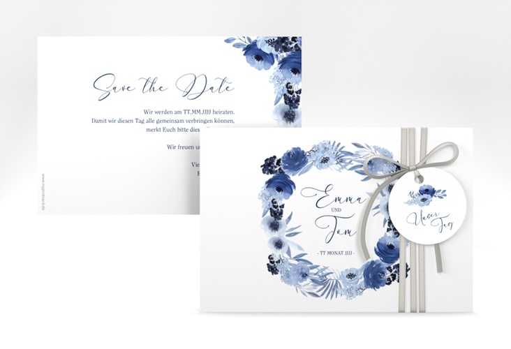 Save the Date-Karte Azzurro A6 Karte quer blau