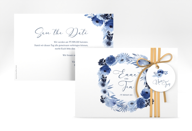 Save the Date-Karte Azzurro A6 Karte quer blau