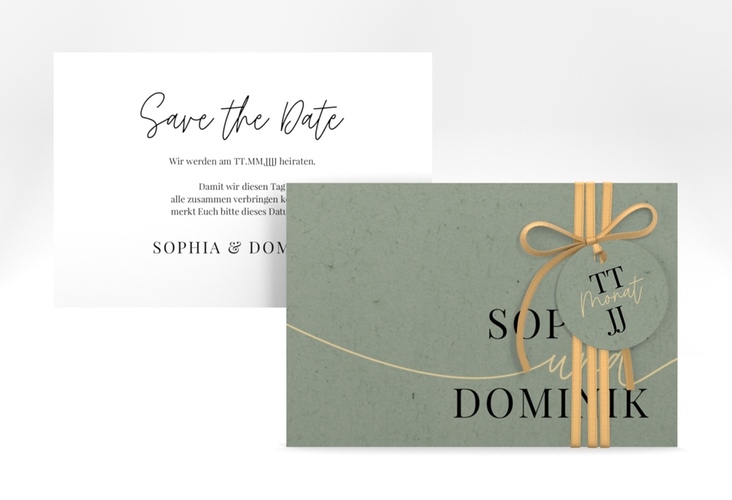 Save the Date-Karte Easy A6 Karte quer gruen im modernen minimalistischen Design