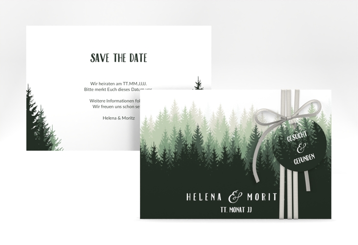 Save the Date-Karte Forest A6 Karte quer gruen hochglanz
