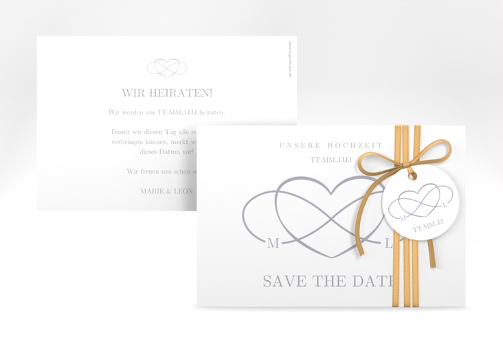 Save the Date-Karte Infinity A6 Karte quer grau hochglanz