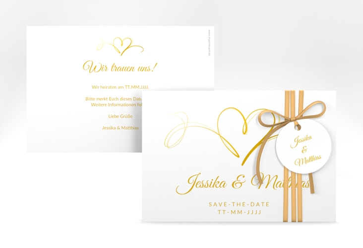 Save the Date-Karte Envie A6 Karte quer gold
