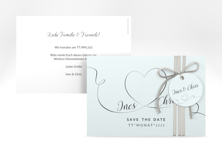 Save the Date-Karte Hochzeit Dolce A6 Karte quer tuerkis hochglanz