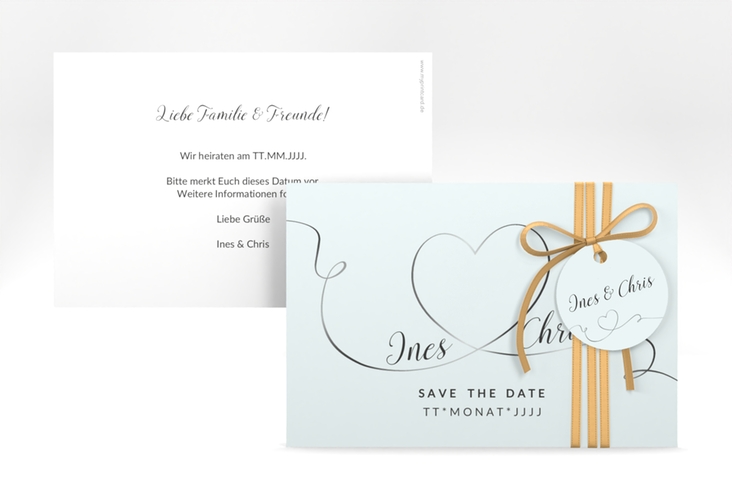 Save the Date-Karte Hochzeit Dolce A6 Karte quer tuerkis hochglanz