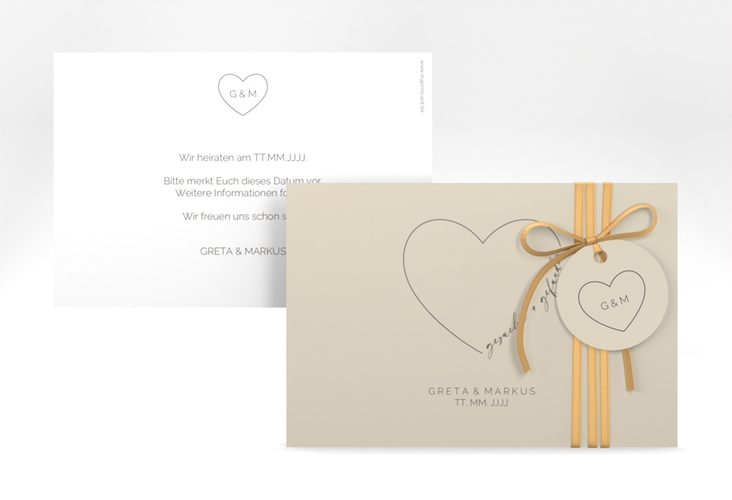 Save the Date-Karte Lebenstraum A6 Karte quer beige hochglanz