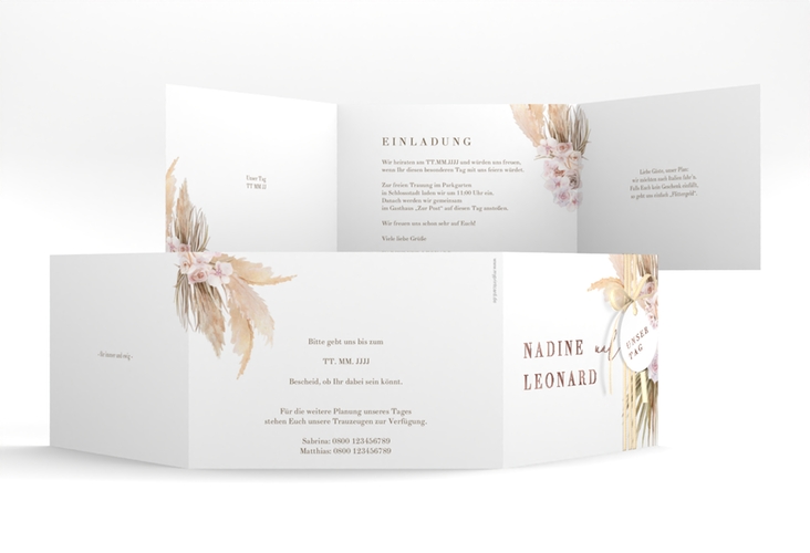 Hochzeitseinladung Nude A6 Doppel-Klappkarte rosegold