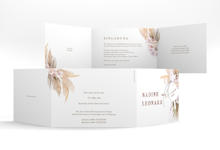 Hochzeitseinladung Nude A6 Doppel-Klappkarte rosegold