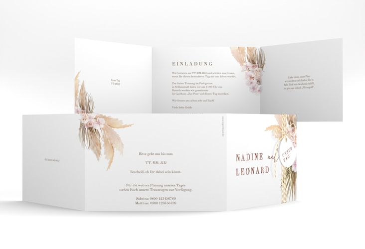 Hochzeitseinladung Nude A6 Doppel-Klappkarte rosegold