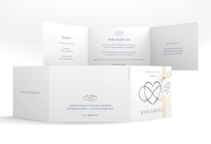 Hochzeitseinladung Infinity A6 Doppel-Klappkarte silber