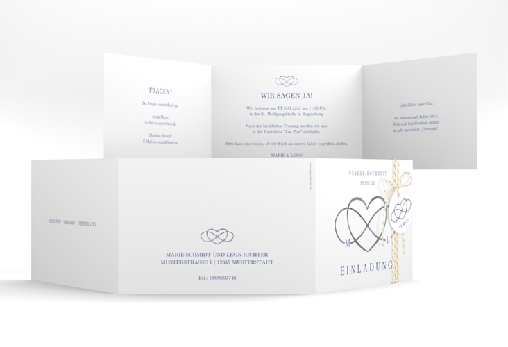 Hochzeitseinladung Infinity A6 Doppel-Klappkarte silber