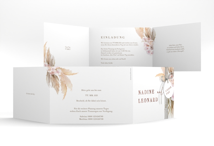 Hochzeitseinladung Nude A6 Doppel-Klappkarte rosegold