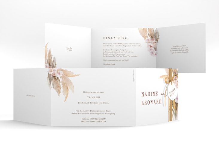 Hochzeitseinladung Nude A6 Doppel-Klappkarte rosegold