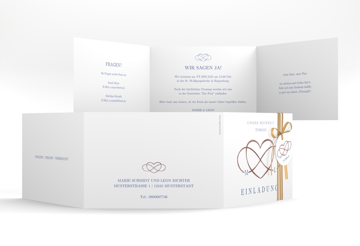 Hochzeitseinladung Infinity A6 Doppel-Klappkarte rosegold