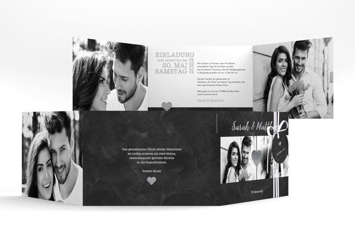 Hochzeitseinladung Sparkly A6 Doppel-Klappkarte grau silber