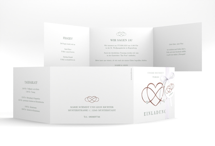 Hochzeitseinladung Infinity A6 Doppel-Klappkarte gruen rosegold