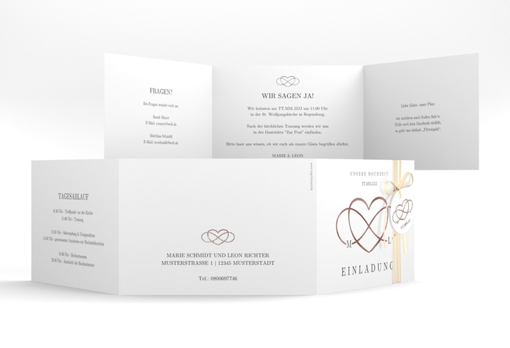 Hochzeitseinladung Infinity A6 Doppel-Klappkarte schwarz rosegold