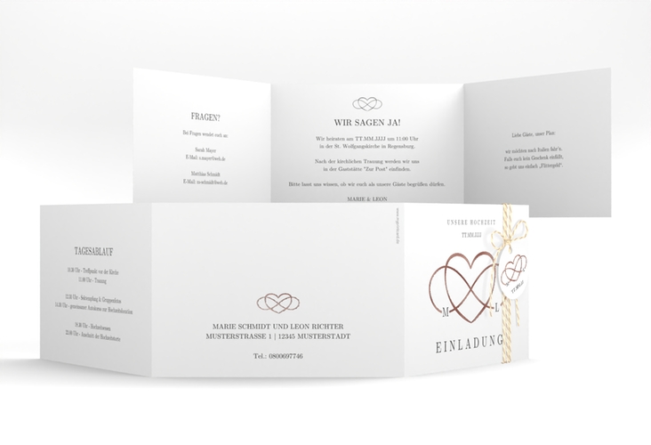 Hochzeitseinladung Infinity A6 Doppel-Klappkarte schwarz rosegold