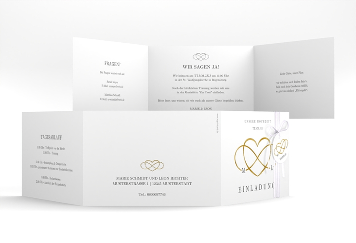 Hochzeitseinladung Infinity A6 Doppel-Klappkarte schwarz gold