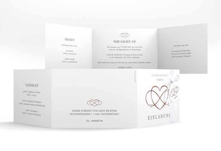 Hochzeitseinladung Infinity A6 Doppel-Klappkarte schwarz rosegold