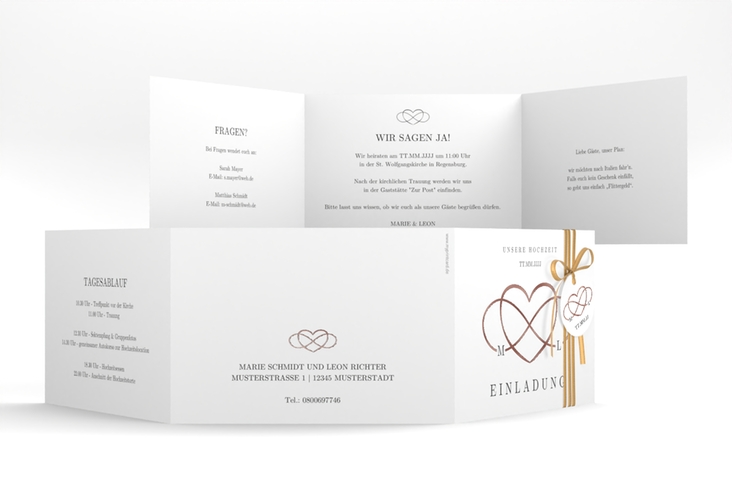 Hochzeitseinladung Infinity A6 Doppel-Klappkarte schwarz rosegold
