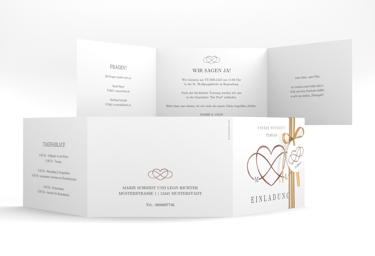 Hochzeitseinladung Infinity A6 Doppel-Klappkarte schwarz rosegold
