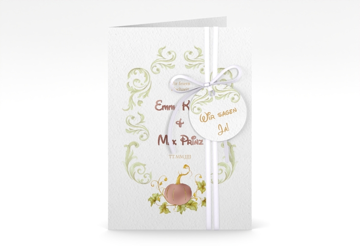 Einladungskarte Hochzeit Märchenhaft A6 Klappkarte hoch rosegold