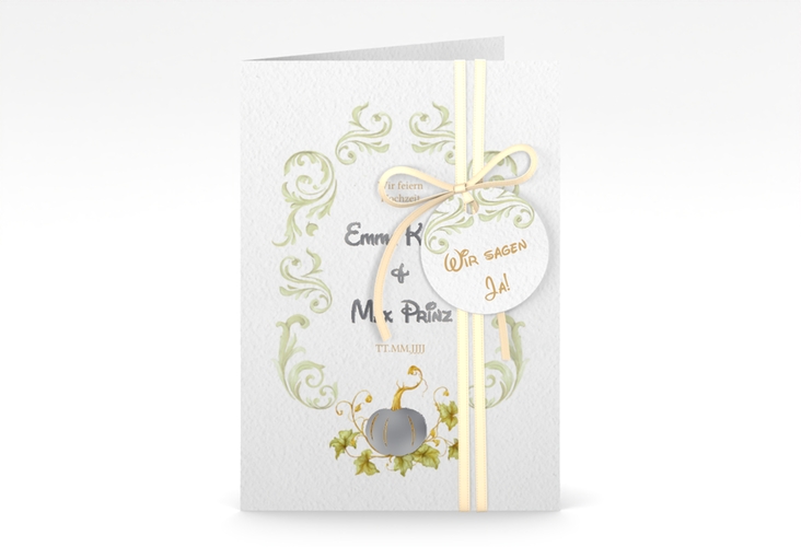 Einladungskarte Hochzeit Märchenhaft A6 Klappkarte hoch silber