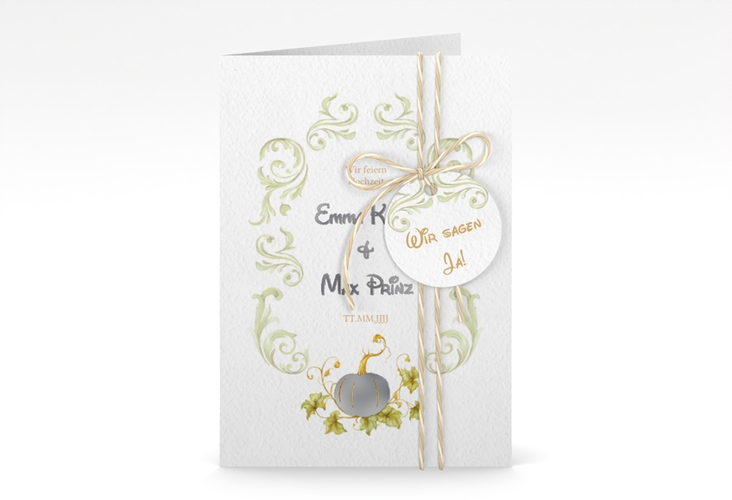 Einladungskarte Hochzeit Märchenhaft A6 Klappkarte hoch silber