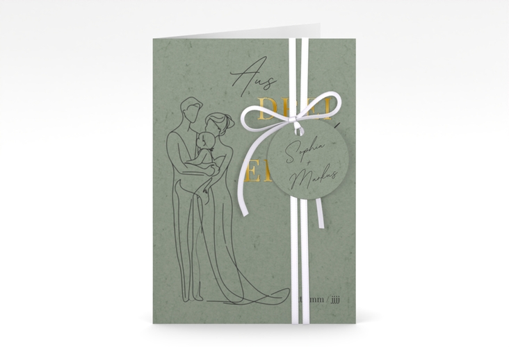 Einladungskarte Hochzeit Vereint A6 Klappkarte hoch gold