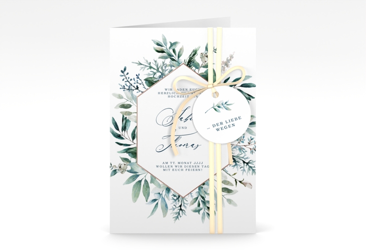 Einladungskarte Hochzeit Lumiere A6 Klappkarte hoch rosegold