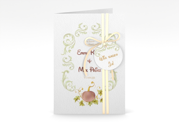 Einladungskarte Hochzeit Märchenhaft A6 Klappkarte hoch rosegold