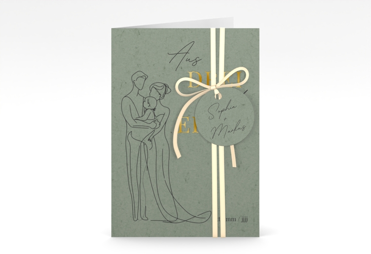 Einladungskarte Hochzeit Vereint A6 Klappkarte hoch gold