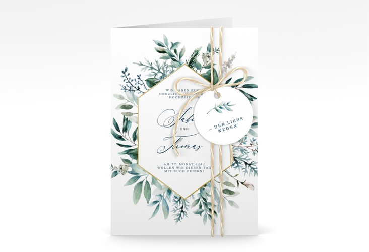 Einladungskarte Hochzeit Lumiere A6 Klappkarte hoch gold