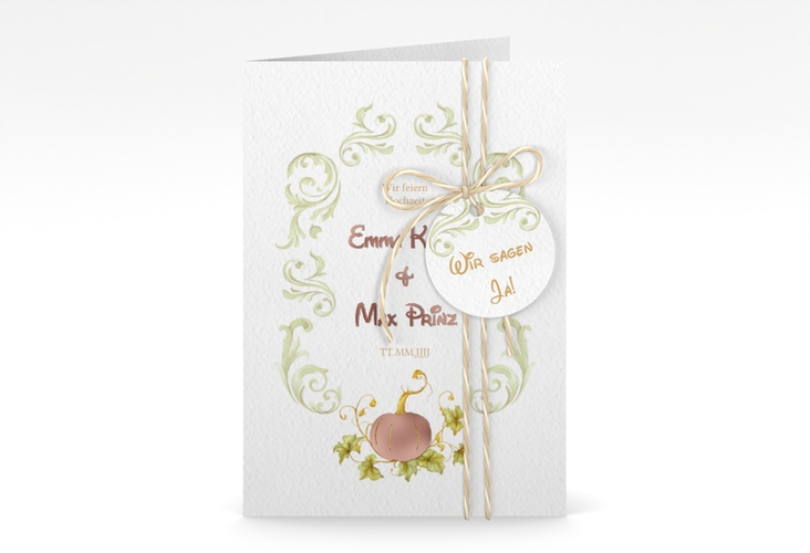 Einladungskarte Hochzeit Märchenhaft A6 Klappkarte hoch rosegold