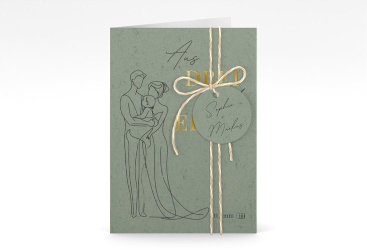 Einladungskarte Hochzeit Vereint A6 Klappkarte hoch gold