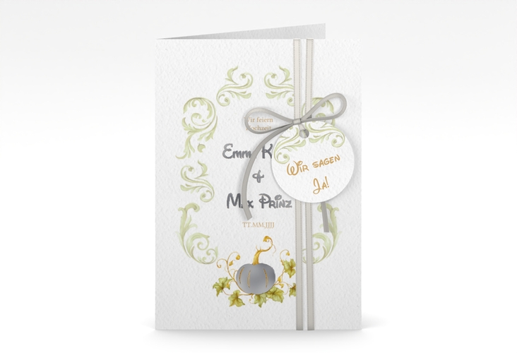 Einladungskarte Hochzeit Märchenhaft A6 Klappkarte hoch silber